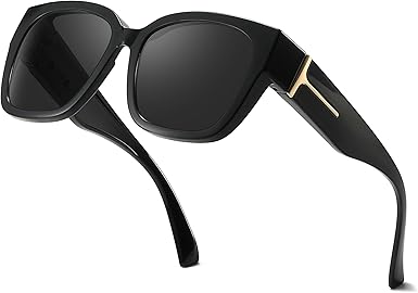 Polarized Sunglasses Fit Over Glasses for Women, Oversized Square Sunglasses for Driving & Outdoor UV400 Protection