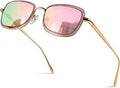 Trendy Rectangle Sunglasses for Women | Non-polarized Metal Frame Sun glasses | Chic Elegant UV400 Protection Eyewear