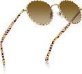 Retro Round Polarized Sunglasses for Women UV Protection Acetate Arms Metal Frame Driving Glasses