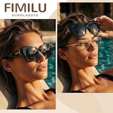 Polarized Sunglasses Fit Over Glasses for Women, Oversized Square Sunglasses for Driving & Outdoor UV400 Protection