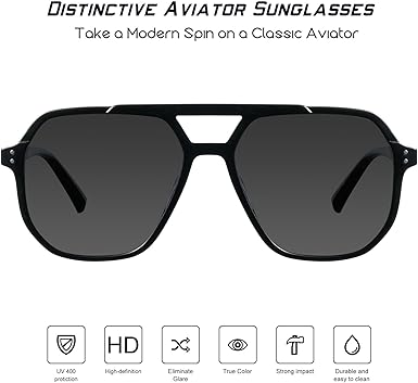 Oversized Aviator Sunglasses for Women and Men with Polarized Lens