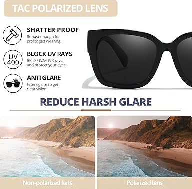 Polarized Sunglasses Fit Over Glasses for Women, Oversized Square Sunglasses for Driving & Outdoor UV400 Protection