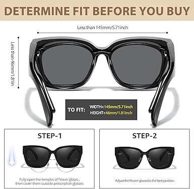 Polarized Sunglasses Fit Over Glasses for Women, Oversized Square Sunglasses for Driving & Outdoor UV400 Protection