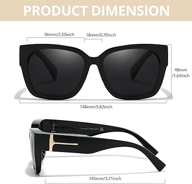 Polarized Sunglasses Fit Over Glasses for Women, Oversized Square Sunglasses for Driving & Outdoor UV400 Protection